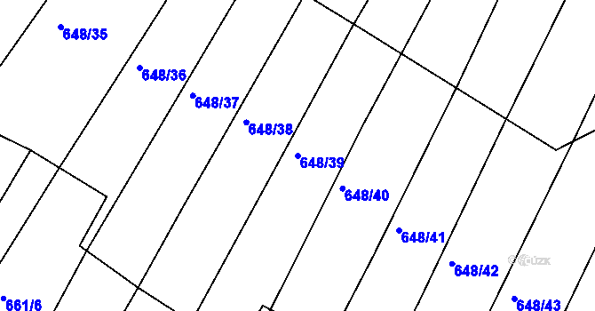 Parcela st. 648/39 v KÚ Zástřizly, Katastrální mapa