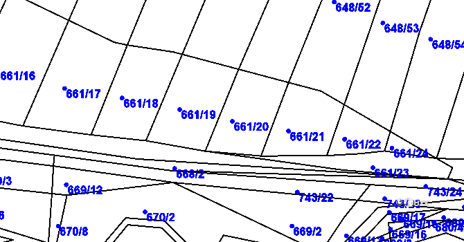 Parcela st. 661/20 v KÚ Zástřizly, Katastrální mapa