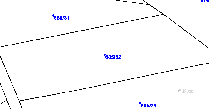 Parcela st. 685/32 v KÚ Zástřizly, Katastrální mapa