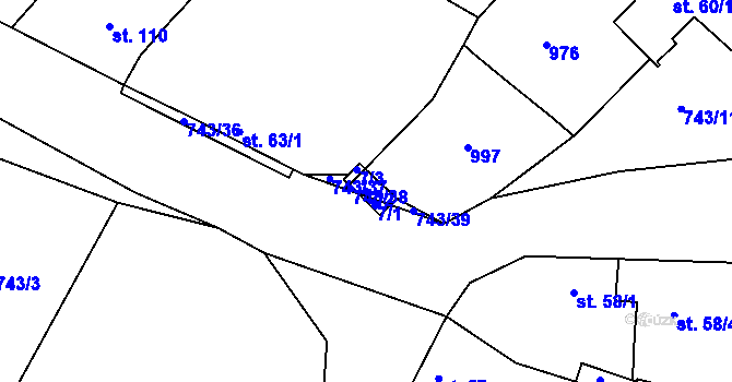 Parcela st. 7/2 v KÚ Zástřizly, Katastrální mapa