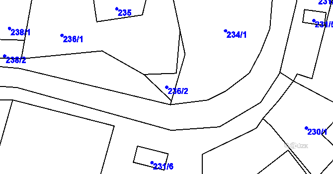Parcela st. 236/2 v KÚ Zašová, Katastrální mapa