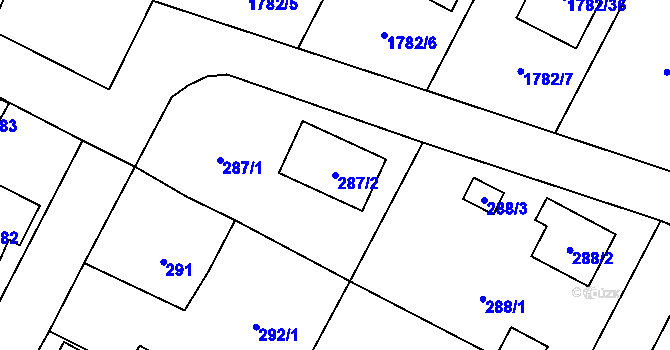 Parcela st. 287/2 v KÚ Zašová, Katastrální mapa