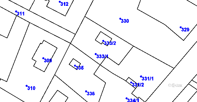 Parcela st. 333 v KÚ Zašová, Katastrální mapa