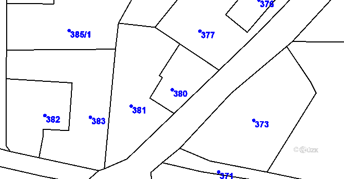 Parcela st. 380 v KÚ Zašová, Katastrální mapa