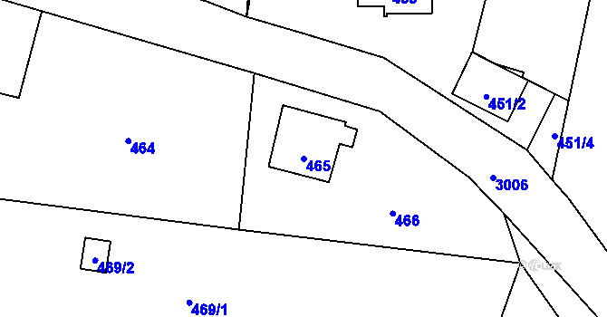 Parcela st. 465 v KÚ Zašová, Katastrální mapa