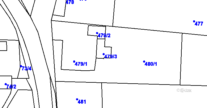 Parcela st. 479/3 v KÚ Zašová, Katastrální mapa