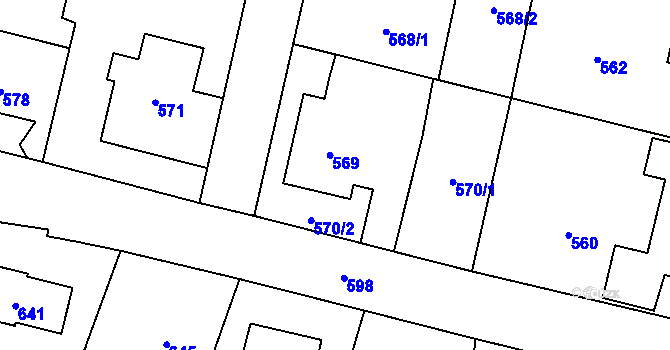 Parcela st. 569 v KÚ Zašová, Katastrální mapa