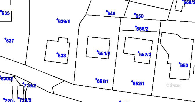 Parcela st. 651/2 v KÚ Zašová, Katastrální mapa