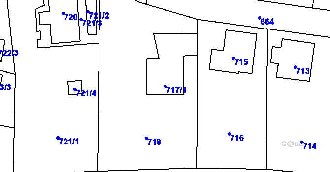 Parcela st. 717/1 v KÚ Zašová, Katastrální mapa