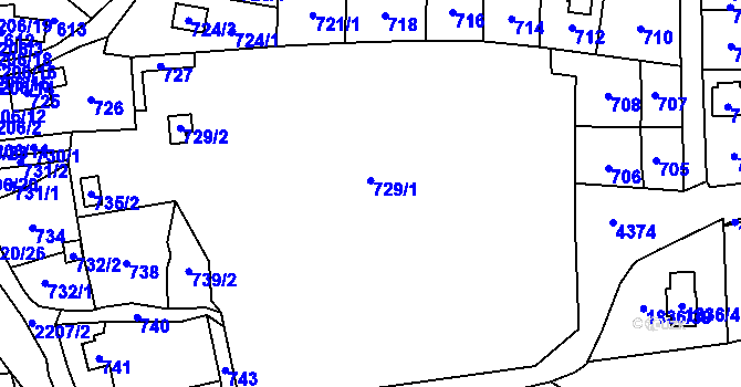 Parcela st. 729 v KÚ Zašová, Katastrální mapa