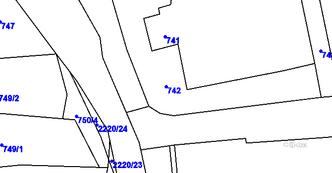Parcela st. 742 v KÚ Zašová, Katastrální mapa