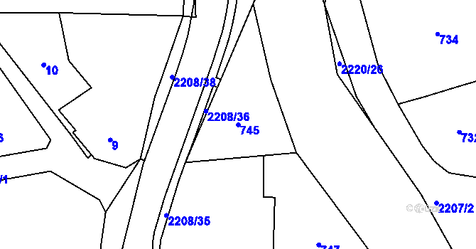 Parcela st. 745 v KÚ Zašová, Katastrální mapa