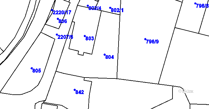 Parcela st. 804 v KÚ Zašová, Katastrální mapa