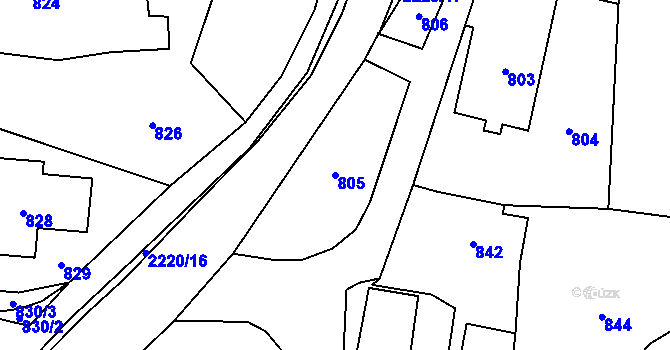 Parcela st. 805 v KÚ Zašová, Katastrální mapa