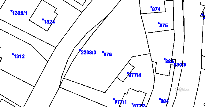 Parcela st. 876 v KÚ Zašová, Katastrální mapa