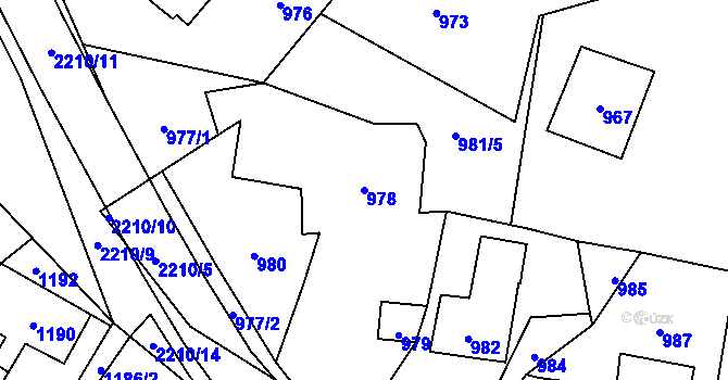 Parcela st. 978 v KÚ Zašová, Katastrální mapa