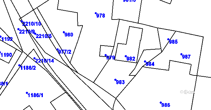 Parcela st. 979 v KÚ Zašová, Katastrální mapa