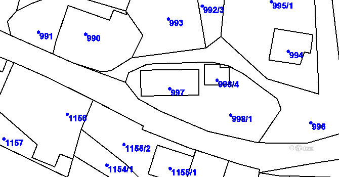 Parcela st. 997 v KÚ Zašová, Katastrální mapa