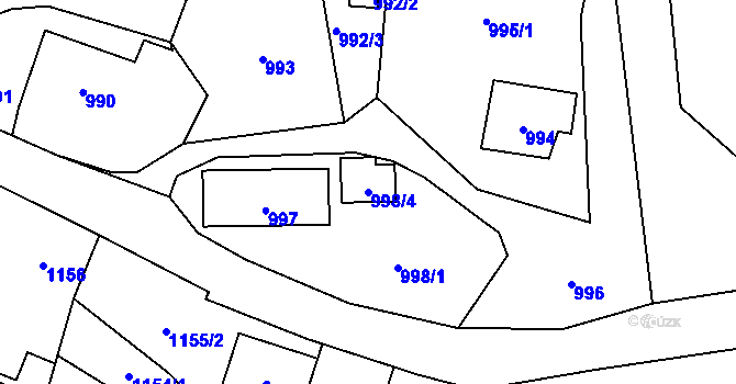 Parcela st. 998/4 v KÚ Zašová, Katastrální mapa