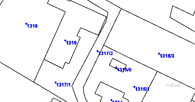 Parcela st. 1317/2 v KÚ Zašová, Katastrální mapa