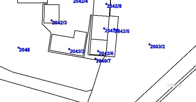 Parcela st. 2042/6 v KÚ Zašová, Katastrální mapa