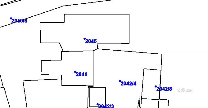 Parcela st. 2042/7 v KÚ Zašová, Katastrální mapa