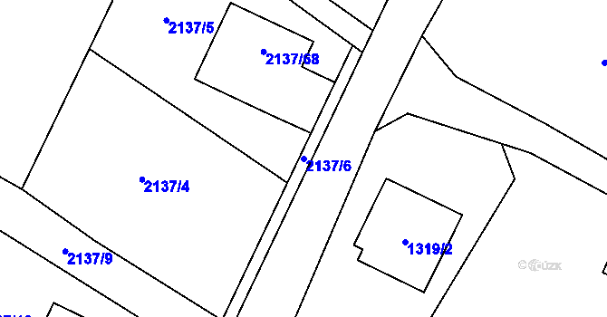Parcela st. 2137/6 v KÚ Zašová, Katastrální mapa