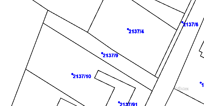 Parcela st. 2137/9 v KÚ Zašová, Katastrální mapa
