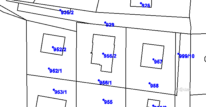 Parcela st. 956/2 v KÚ Zašová, Katastrální mapa