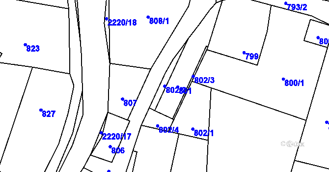 Parcela st. 802/2 v KÚ Zašová, Katastrální mapa