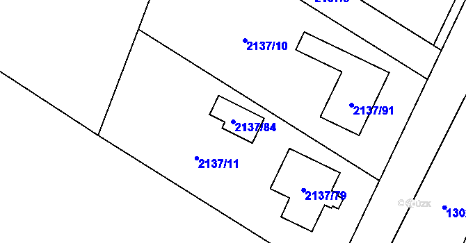 Parcela st. 2137/84 v KÚ Zašová, Katastrální mapa