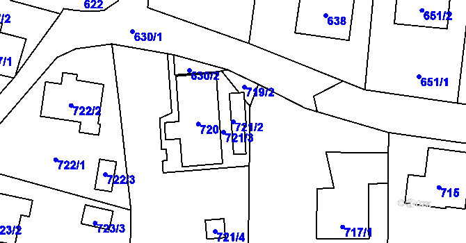 Parcela st. 721/2 v KÚ Zašová, Katastrální mapa