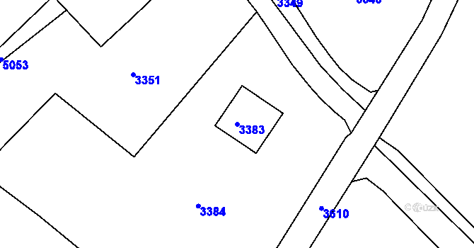 Parcela st. 3383 v KÚ Zašová, Katastrální mapa