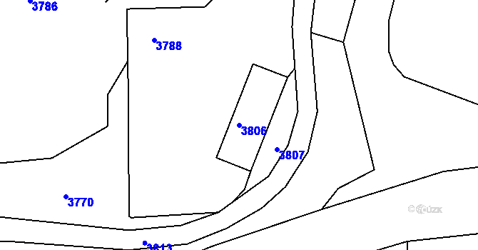 Parcela st. 3806 v KÚ Zašová, Katastrální mapa
