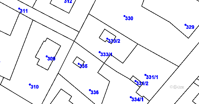 Parcela st. 333/1 v KÚ Zašová, Katastrální mapa