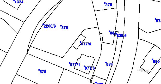 Parcela st. 877/4 v KÚ Zašová, Katastrální mapa