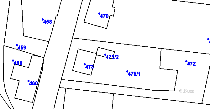 Parcela st. 475/2 v KÚ Zašová, Katastrální mapa