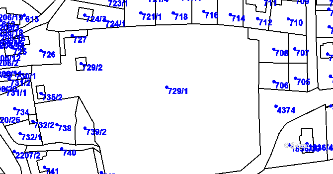 Parcela st. 729/1 v KÚ Zašová, Katastrální mapa