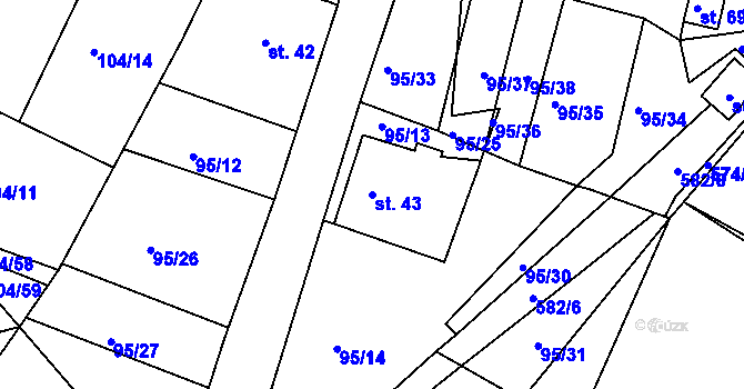 Parcela st. 43 v KÚ Zašovice, Katastrální mapa