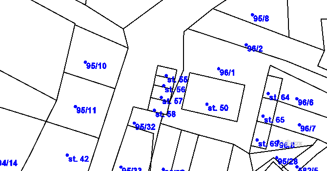 Parcela st. 56 v KÚ Zašovice, Katastrální mapa