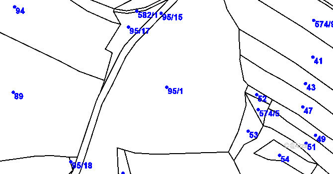 Parcela st. 95/1 v KÚ Zašovice, Katastrální mapa