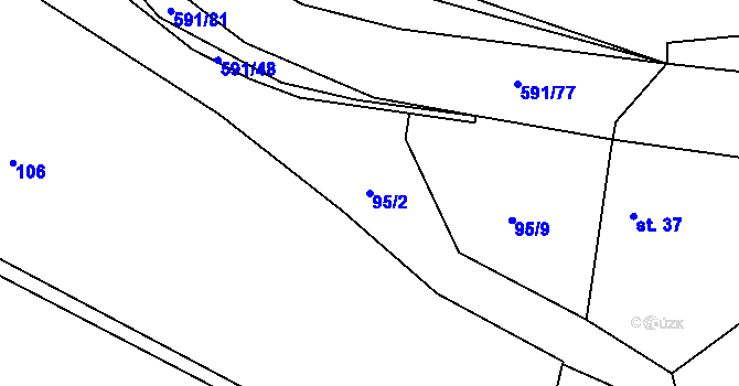 Parcela st. 95/2 v KÚ Zašovice, Katastrální mapa