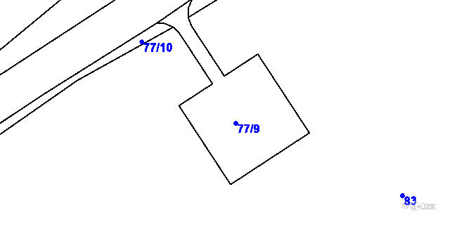 Parcela st. 77/9 v KÚ Zašovice, Katastrální mapa