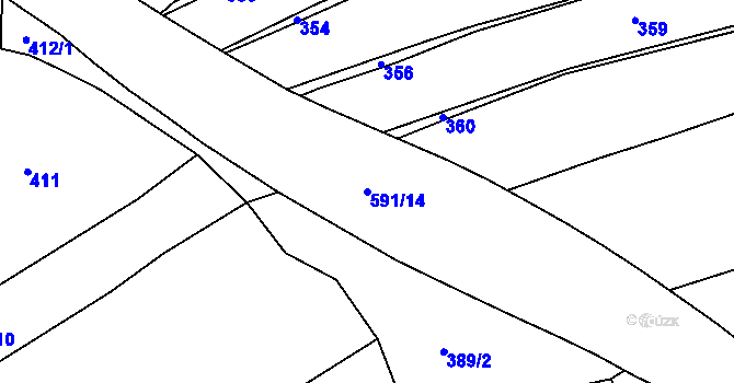 Parcela st. 591/14 v KÚ Zašovice, Katastrální mapa