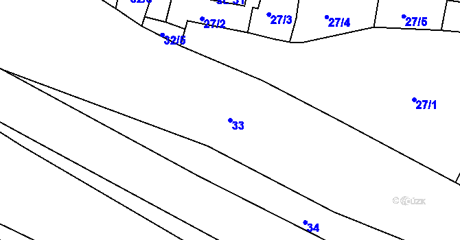 Parcela st. 33 v KÚ Zašovice, Katastrální mapa