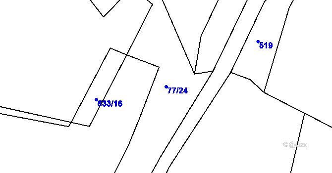 Parcela st. 77/24 v KÚ Zašovice, Katastrální mapa