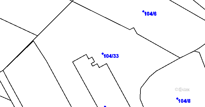 Parcela st. 104/33 v KÚ Zašovice, Katastrální mapa