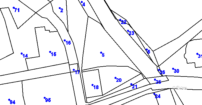 Parcela st. 5 v KÚ Loučky u Zátoru, Katastrální mapa