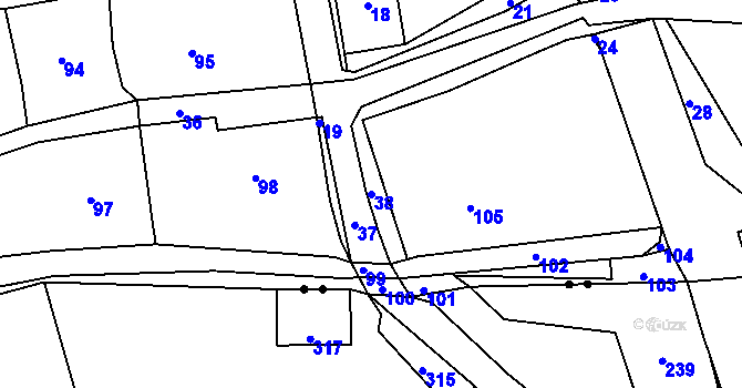 Parcela st. 38 v KÚ Loučky u Zátoru, Katastrální mapa