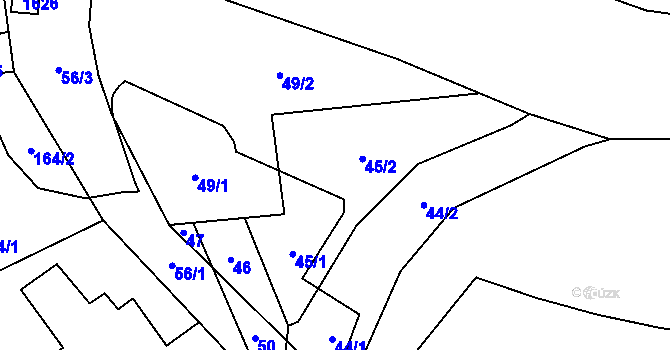 Parcela st. 45 v KÚ Loučky u Zátoru, Katastrální mapa